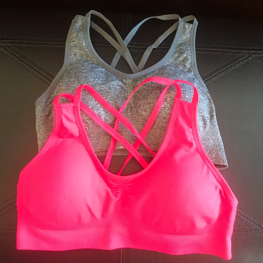 Morera Sports Bra Set of 2. Hot Pink & Gray. Size Medium.